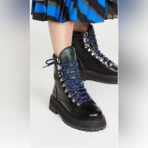 NEW Larroude Jordan Black Moto Combat Leather Boots Women's Size 8.5 Punk Goth